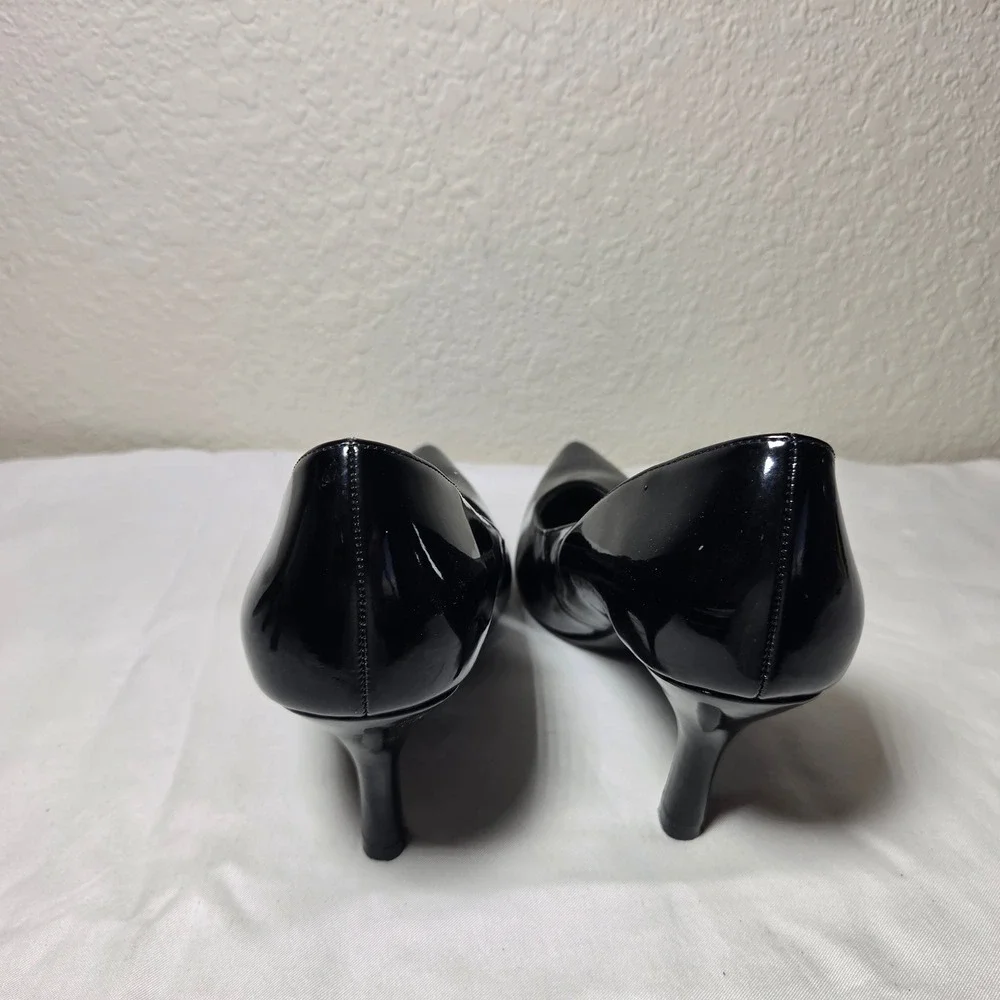 East 5th Womens Black Patent Pointed Toe Memory Foam Pumps Heel Size 8